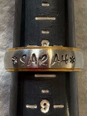 “Sarah”Two-Tone Stainless & Brass Ring - Gold/Silver Look Size 8